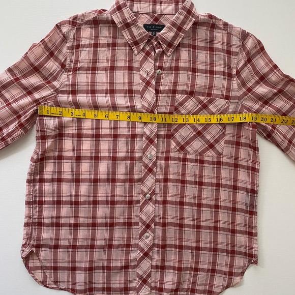 Rag & Bone New York Robbie Pink Red Plaid Button Down Shirt Size Medium - Picture 11 of 14